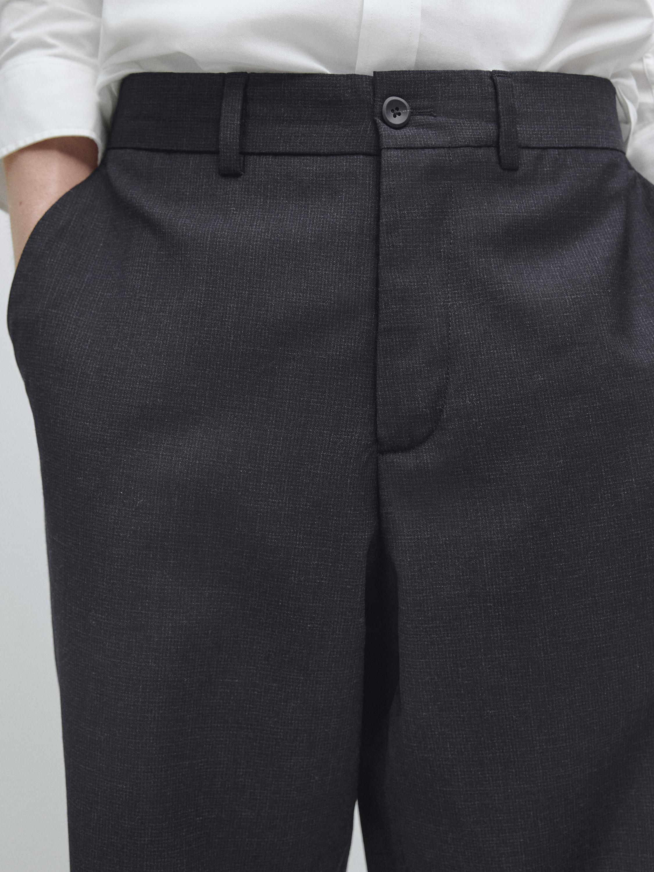 Pantalon pied-de-poule laine